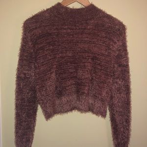 Express super fuzzy pink cropped sweater